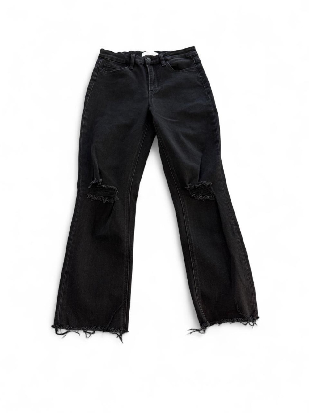VERVET High Rise Distressed Cropped Straight Leg Jeans